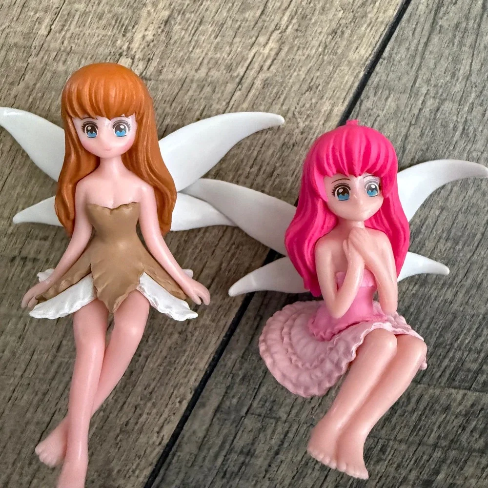 4Pc Miniature Anime Fairy Figurines Whimsical Sprite Terrarium Decor Set
